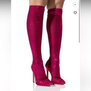 Pink Knee High Boots